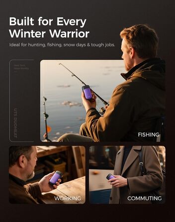 Електричний підігрівач рук OCOOPA UT5 DuoHeat (фіолетовий) - 2 шт., для кемпінгу, полювання, подорожей