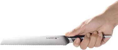 Кухонний ніж Гострий ніж для м'яса Професійно кований імпортний високовуглецевий з нержавіючої сталі з красивим магнітним тримачем для ножа - Meteorite (8-дюймовий ніж для хліба), 7 ножів сантоку