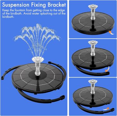 Сонячний фонтан AISITIN зі знімною сонячною панеллю 3,5 Вт своїми руками, оновлення сонячного насоса для ставка 2024 року, круглий сонячний фонтан із 8 стилями фонтанів для садового ставка, ванни для птахів, водний об'єкт своїми руками, акваріум