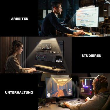 LED-лампа для монітора Douxlife Screenbar з сенсорним керуванням та пультом, USB-зарядка, регулювання яскравості та кольорової температури, захист очей для ПК (сіра)