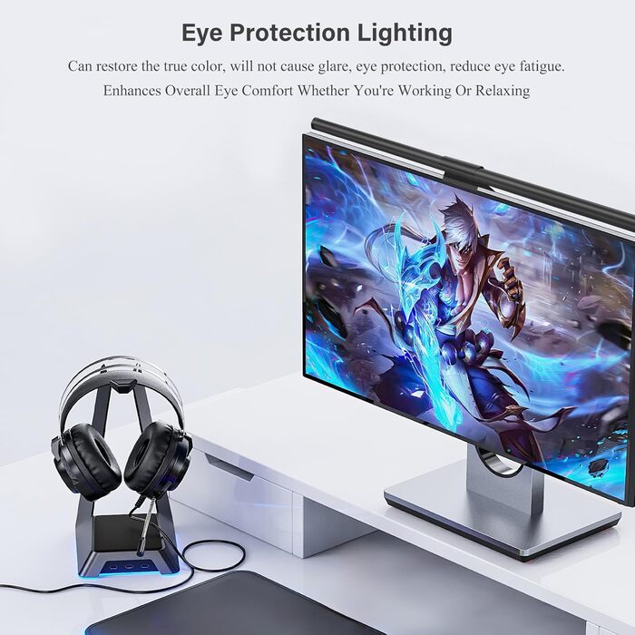 LED лампа для монітора 55 см з інтелектуальним керуванням USB, захист очей, торкання, регулювання температури кольору, для ПК, офісу