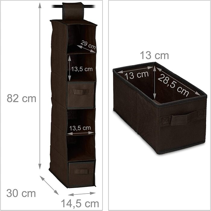 Підвісний органайзер, 82x14,5x30 см, коричневий