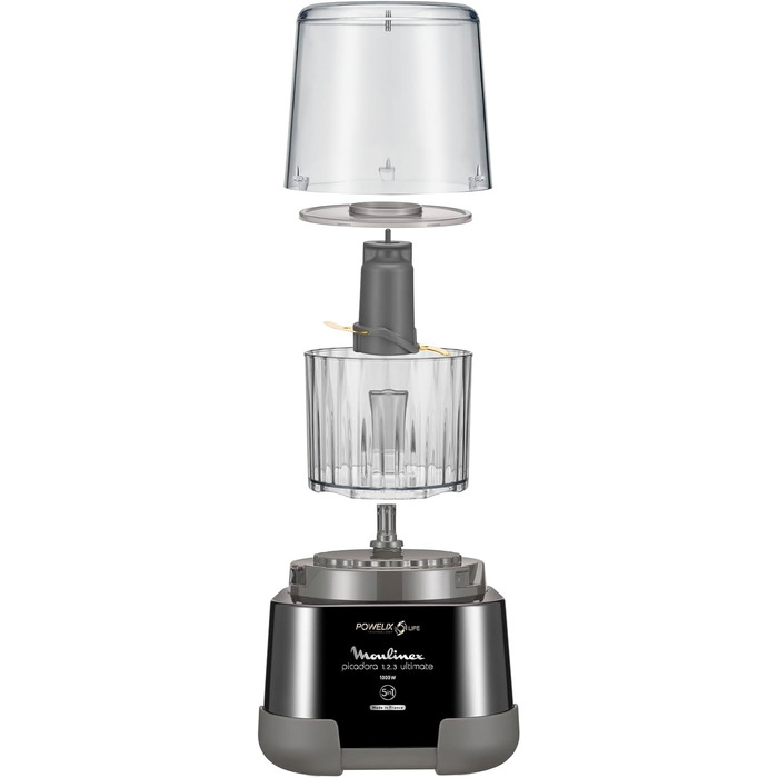 Подрібнювач Moulinex La Moulinette Ultimate, електричний, 1000 Вт, 350г/550мл, 5 функцій, чорний (DP810810)