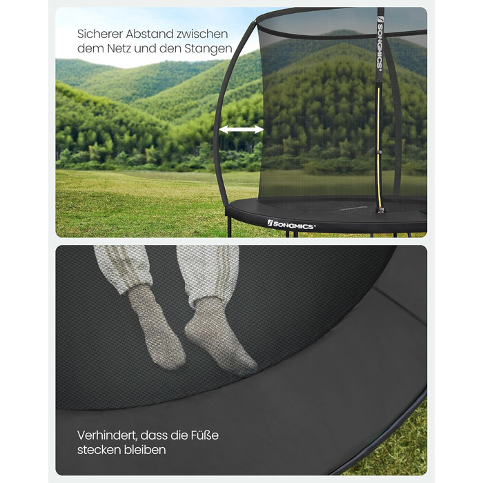 Батут SONGMICS вуличний Ø 244 см з захисною сіткою, драбиною та м'якими стійками - чорний