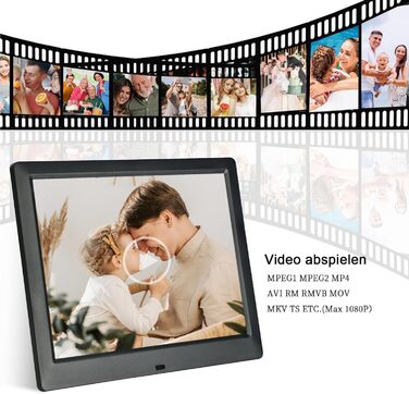 Цифровий фоторамка TSITSC 8.7 дюйма, IPS-екран 1024*768, календар, годинник, музика, фото/відео, USB/SD, з пультом, чорний