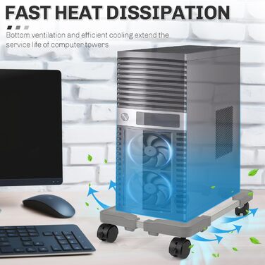 Підставка для комп'ютера Liitrton Mobiler, регульована, на коліщатках, для більшості ПК (білий, світло-сірий)