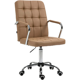 Офісне крісло CLP Terni або тканинне крісло I Регульоване по висоті робоче крісло I обертове крісло з високоякісної оббивкою і хромованою рамою, колір матеріал (штучна шкіра, світло-коричневий)
