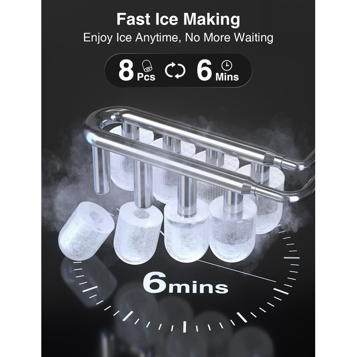 Crownful Машина для льоду портативна (Чорна) - Швидке виробництво льоду для дому та офісу