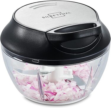 SILBERTHAL Овочевий слайсер-мандоліна V-подібний – з насадками – гостре лезо – компактне зберігання. Підходить для овочів, цибулі та інших продуктів.