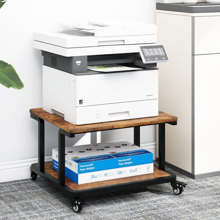 Стіл для принтера PUNCIA з 2 рівнями, мобільний, 60 x 50 см, дерево & метал