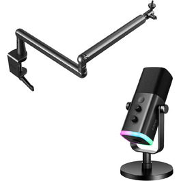 FIFINE XLR мікрофон з регульованою підставкою, USB динамічний мікрофон для PC, стримінгу, запису подкастів та студії (AM8+BM88)
