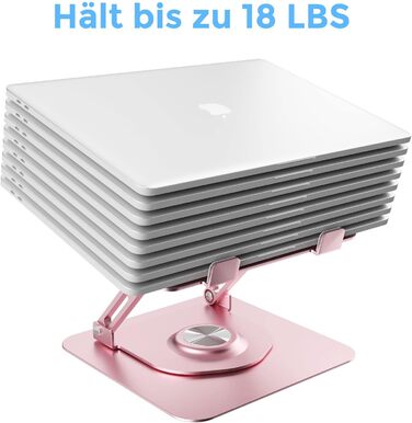 Підставка для ноутбука з регулюванням висоти, обертається на 360°, алюмінієва, рожева