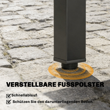 Розсувний садовий стіл 80/160 x 80 см, алюмінієвий обідній стіл на 4-6 осіб, прямокутний зі спинчастим верхом