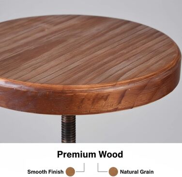 Табурет Topower для кухні в стилі ретро/вінтаж, з дерева, поворотний, регульована висота (мідний)