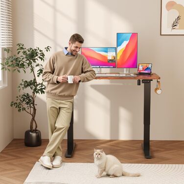 Електричний регульований стіл JUMMICO Standing Desk, висота регулюється, з функцією пам'яті, білий (180 x 80 см, коричневий)