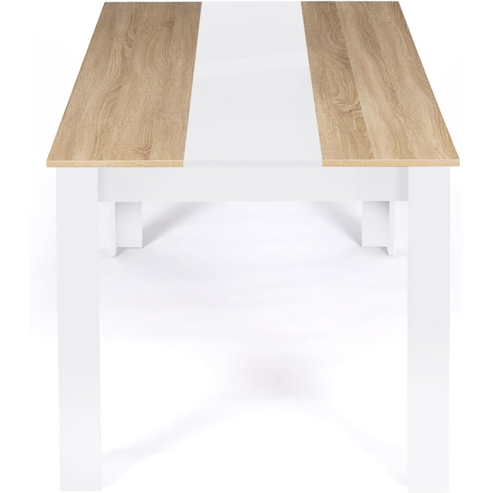Обідній стіл Georgia прямокутний, на 8 осіб, білий та з імітацією буку, 160 x 90 см
