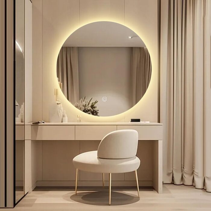 Круглий LED-дзеркало для ванної кімнати з підсвічуванням, 40 см, тепле світло