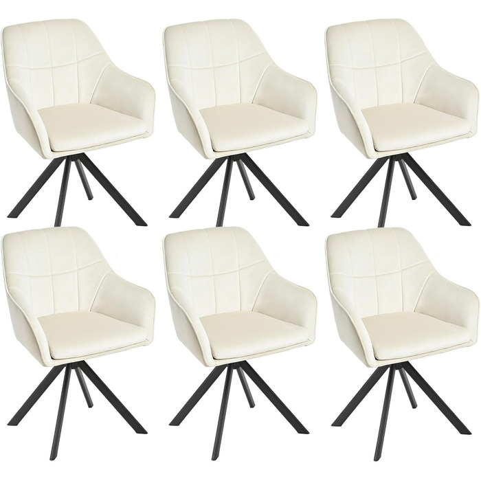 Крісла для їдальні з підлокітниками (6 шт.), кремового кольору, з металевим каркасом, для кухні, офісу