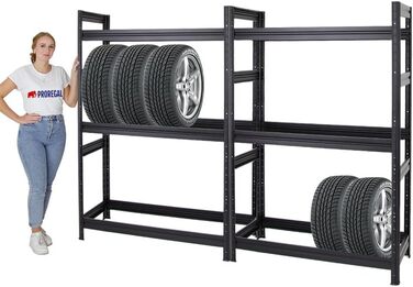 Стойка для шин PROREGAL Mega Deal (2 шт.) 180x120x50 см, чорна. Макс. навантаження 150 кг, до 24 шин
