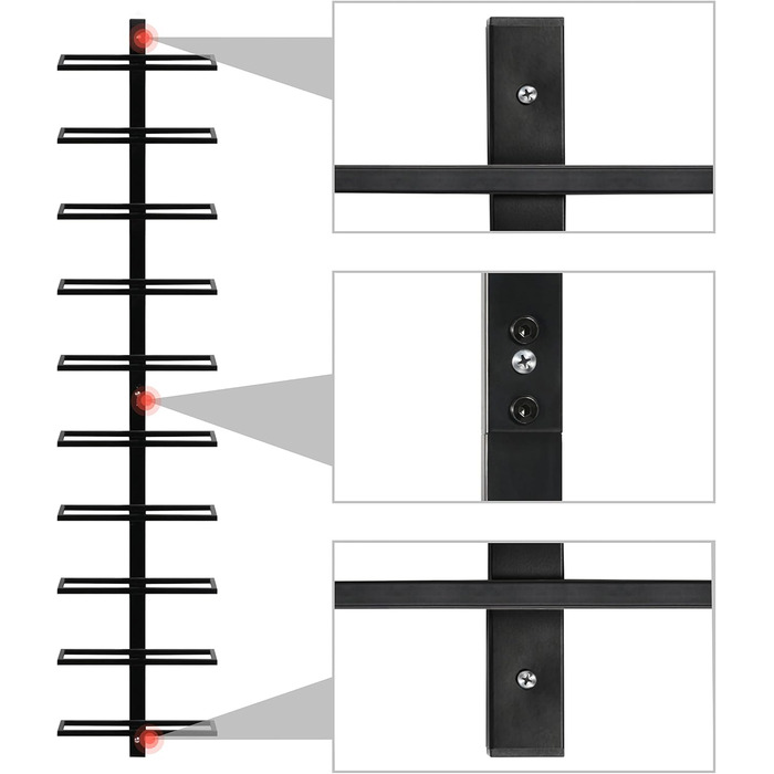 Стильна металева полиця для вин Yaheetech на 10 пляшок, чорна
