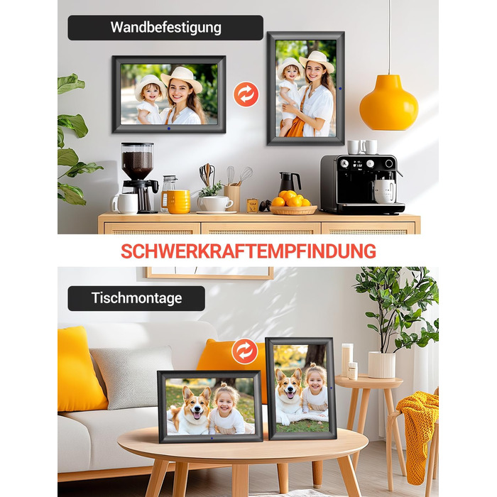 Цифровий фоторамка OBVHNUA 10.1 дюйма з IPS екраном (1280x800) та пультом, USB/SD (128GB), автоповорот, відтворення фото/музики/відео