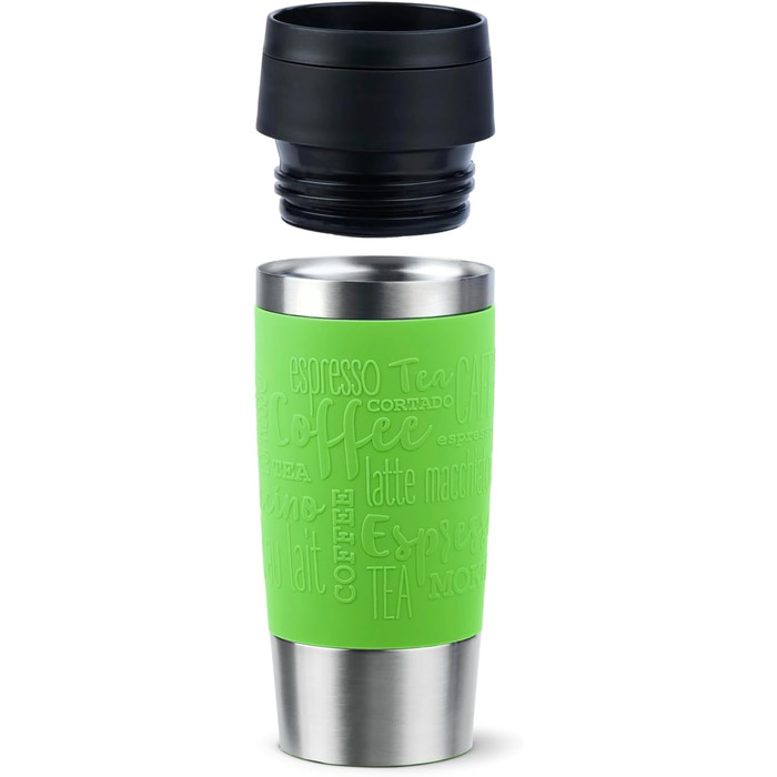 Термокружка Emsa N20210 Travel Mug Classic з нержавіючої сталі, 0.36 л, з кришкою-гвинтовою, ізоляція 4г гаряче/8г холодне, 100% герметична, для миття в посудомийній машині, з поворотним отвором для пиття (лімонний колір)