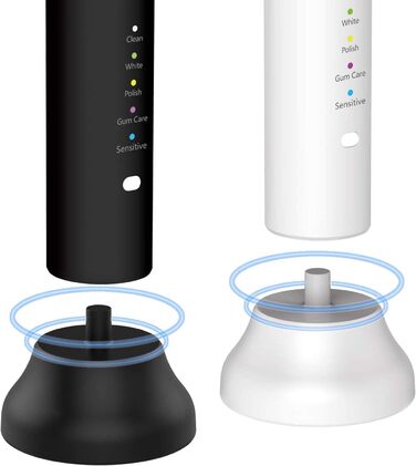 Електрична зубна щітка Lächen RM-H9, набір з 2 шт. (біла та чорна) + 10 насадок, 5 режимів, з кейсами для подорожей