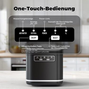 Машина для приготування льоду Acmeenjoy - компактна модель для кухні, офісу, бару та вечірок. Виготовляє 9 кубиків льоду за 6-8 хвилин, 12 кг за 24 години. Функція самоочищення.