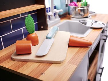 Дерев'яна дитяча кухня з раковиною, духовкою та витяжкою, модель 1