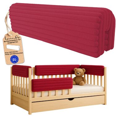 Захист для ліжечка дитячого бордюром: бортик-подушка від випадання (бордовий, 70 см)