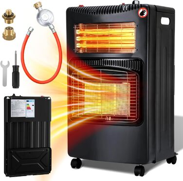 Газовий нагрівач для приміщень 4200W + 1260W: 3 режими, для газових балонів до 15кг, з регулятором та шлангом