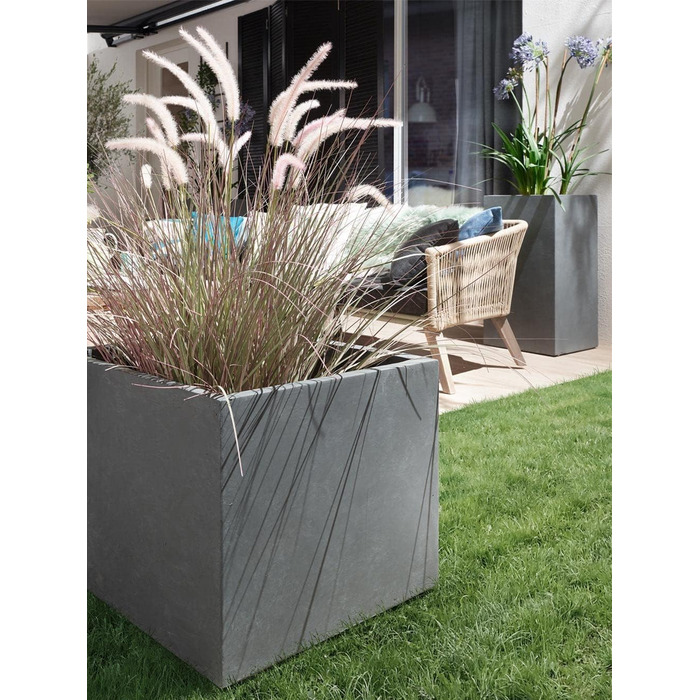 Планцверк® Горщик для рослин з фібергласу конічної форми, 70x33x33 см, стійкий до погодних умов, преміум-якість, покриття Lotus-Effekt, сірий