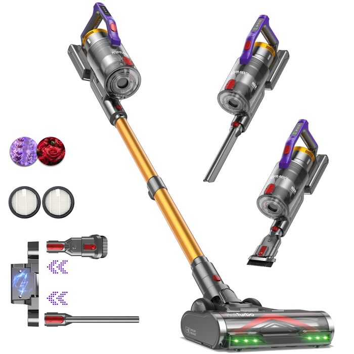 Акумуляторний пилосос KIPMAX 50000Pa, 550W, 70хв, 1.5л з дисплеєм для килимів, шерсті тварин та твердих підлог