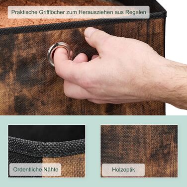 Набір з 6 тканинних контейнерів для зберігання з імітацією дерева Relaxdays