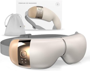 Масажер для очей HubiCare з підігрівом та вібрацією для зняття напруги, мігрені та зменшення втоми очей (Бежевий)