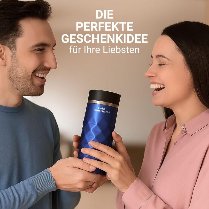 Термокружка Elasto з нержавіючої сталі, 450 мл, з індивідуальною гравіюванням, витримана, з ізоляцією, блакитна