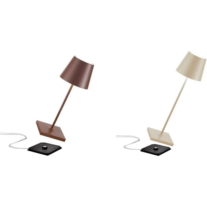Zafferano Poldina Pro Mini: Бездротова LED-лампа для дому та вулиці, білий колір, сенсорне керування, 30 см, з зарядним пристроєм