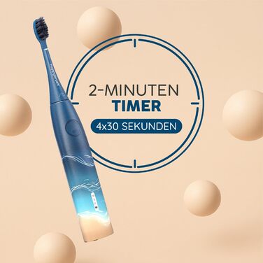 Електрична звукова зубна щітка happybrush® Eco Vibe 3+ – Чорний (Ocean) – Комплект з насадками, 2 роки гарантії