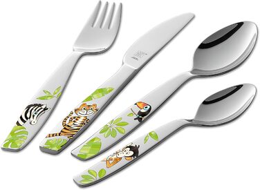 Дитячий набір столових приборів ZWILLING Dschungel, 4 шт., з зображеннями тварин, нержавіюча сталь 18/10, без пластику