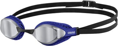 Окуляри для плавання для дорослих, окуляри для плавання з широкими стеклами, захист від ультрафіолету, 3 змінних перенісся, ущільнювальні прокладки (один розмір підходить всім, Сріблясто-синій), дзеркало для плавання з захистом від запотівання ARENA Airsp