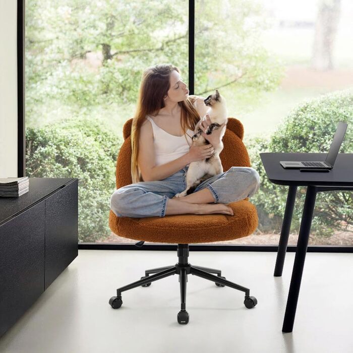 Офісний стілець IWMH без підлокітників, регульована висота, поворотний, на колесах, з тканинним сидінням, ергономічний, крісло для читання з широким сидінням для посадки в положенні