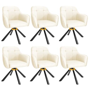 YOUDENOVA Крісла для їдальні 360° обертання з підлокітниками, оксамитові, для їдальні, кухні, вітальні та офісу, комплект з 6 шт. (Off-white)