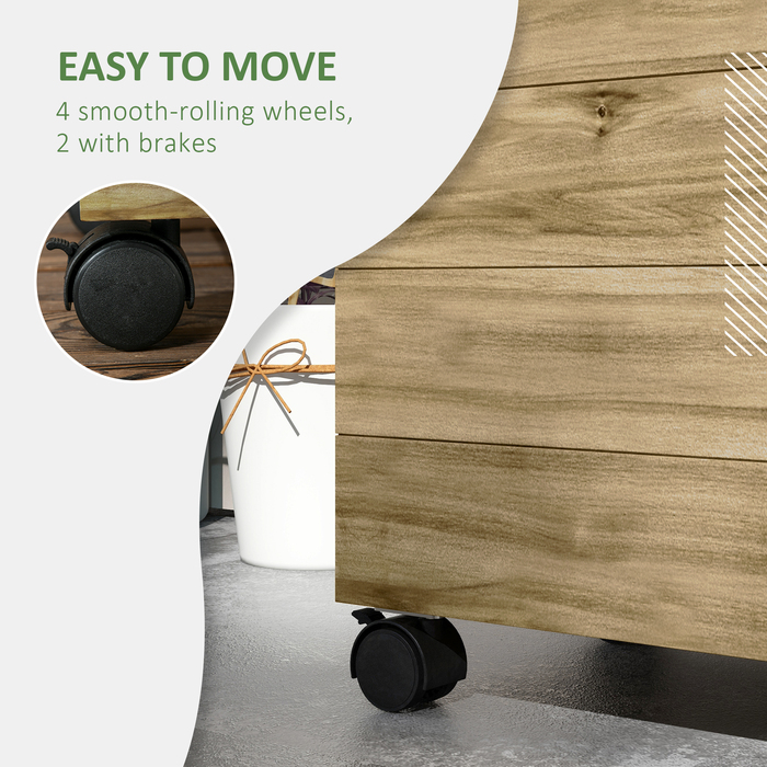 Квітник з опорою, на 4 колесах, з натурального дерева, вологостійке покриття, 76 x 30 x 155 см