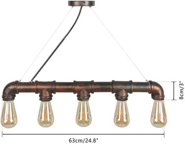 Підвісний світильник для водопровідної труби CCLIFE Промисловий мідний металевий підвісний світильник Промисловий підвісний світильник Vintage Retro (5-водопровідні труби)