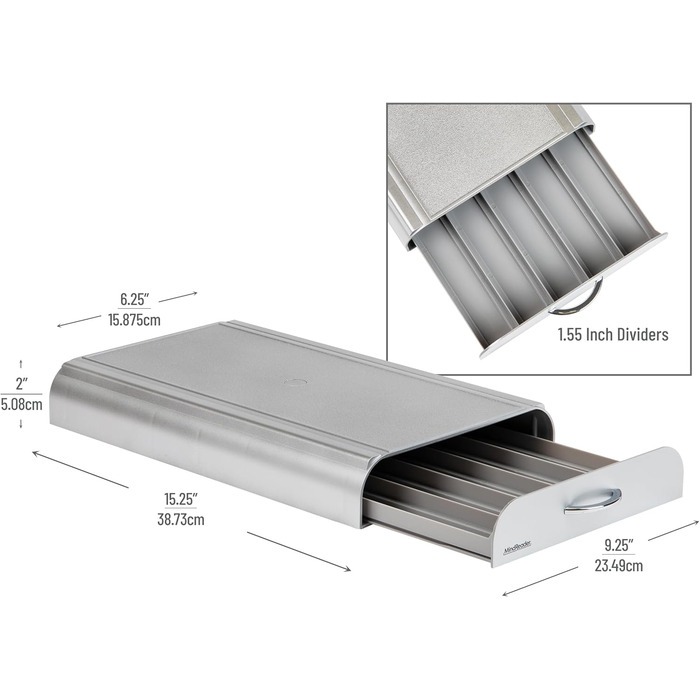 Організатор для капсул кави Mind Reader TRAY6-WHT: 36 місць, сумісний з K-Cup, CBTL, Verismo, Dolce Gusto, Nespresso. Пластиковий, сріблястий