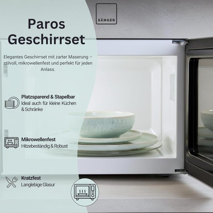 Набір чашок SÄNGER Paros: 4 чашки з порцеляни ручної роботи, 300 мл, набір для кави та чаю, кремовий колір, PREMIUM COLLECTION, 16 предметів