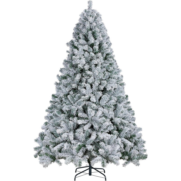 Штучна ялинка Yaheetech зі снігом 183 см (діаметр 120 см), 820 гілок, з металевим підставкою, швидкий монтаж, складана ялинка для дому