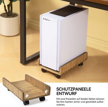 Підставка для CPU KIRIGEN, мобільний візок для ПК ATX, корпус комп'ютера, мобільний візок з колесами (темно-коричневий)