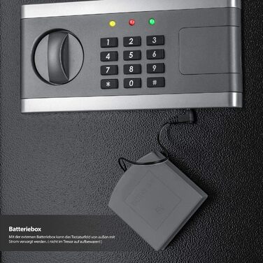 Електронний сейф KESSER® | 38x30x30 см | Вбудована батарея | Сейф з цифровим замком | 3-х рівнева замикаюча система | Настінний/підлоговий сейф | Сейф для дому | Внутрішнє освітлення | Чорний |