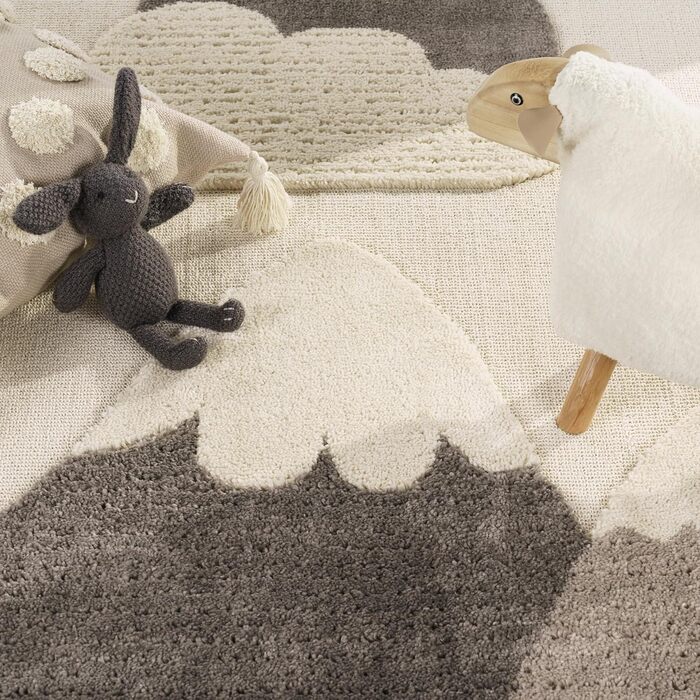 Домашній килим Paco Дитяча кімната Дитячий килимок Ігровий килимок Ігровий килимок Ігровий килимок Мотив короткого ворсу Сонце 3D ефект М'який сучасний декор, Розмір Колір (120 см Круглий, Кремовий 2)